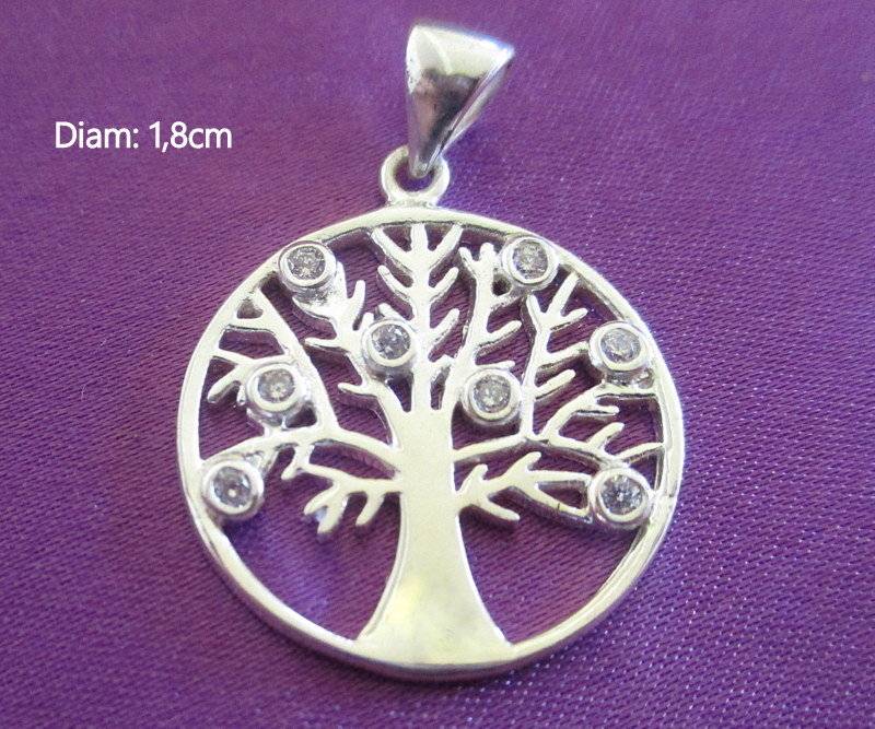 A TREE OF LIFE PENDANT WITH CLEAR CRYSTAL STONES--NEW
