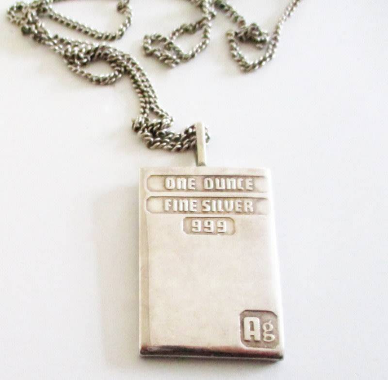FOR USER 777RJB777 ONLY-A SILVER IMPERIAL OUNCE SILVER BAR PENDANT ON A LONG CHAIN