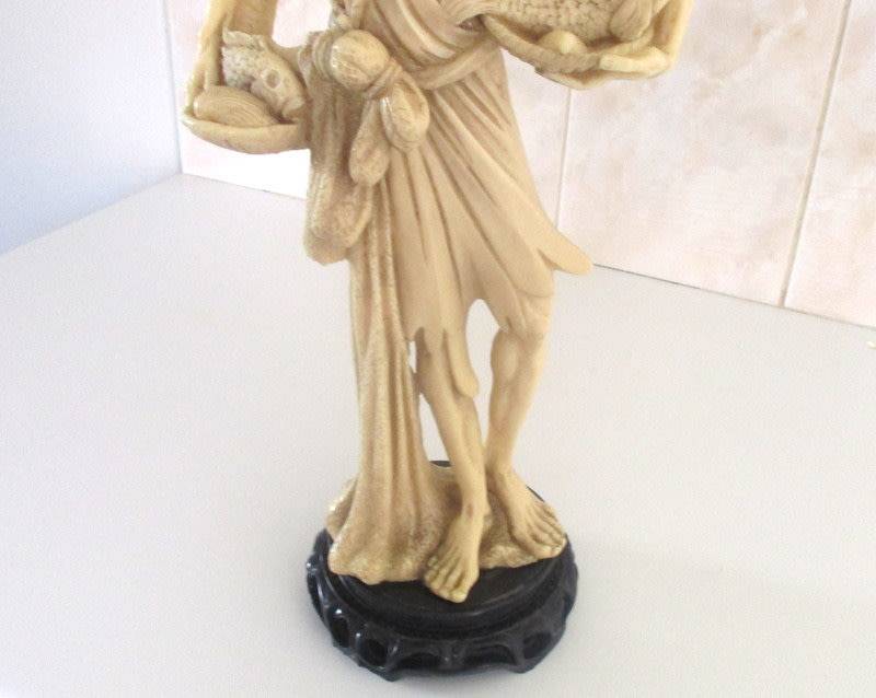 A LARGE ORIENTAL FIGURE OF A FISHERMAN---Signed