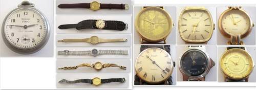 A POCKET WATCH AND SIX OTHER WATCHES--NOT WORKING,QUARTZ NOT TESTED