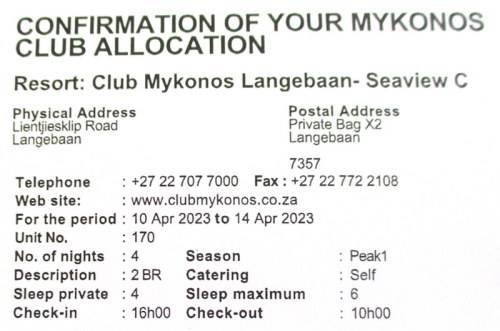 A MIDWEEK AT MYKONOS WESTERN CAPE--10th to 14th APRIL 2023--6 SLEEPER----BUY NOW