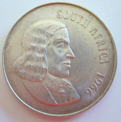 A 1966 SOUTH AFRICAN ,800 SILVER 1 RAND---SAS 10