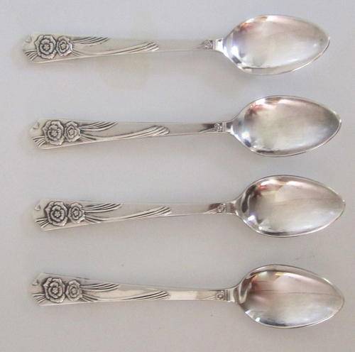 4 SILVER PLATED TEASPOONS SHEFFIELD A1 WITH AN RD NUMBER