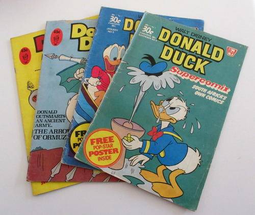 4 VINTAGE DISNEY COMICS--"SOUTH AFRICA'S OWN COMIC"--DONALD DUCK