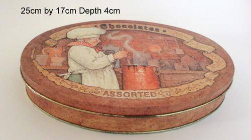 AN OLDE WORLD REPRODUCTION TIN.
