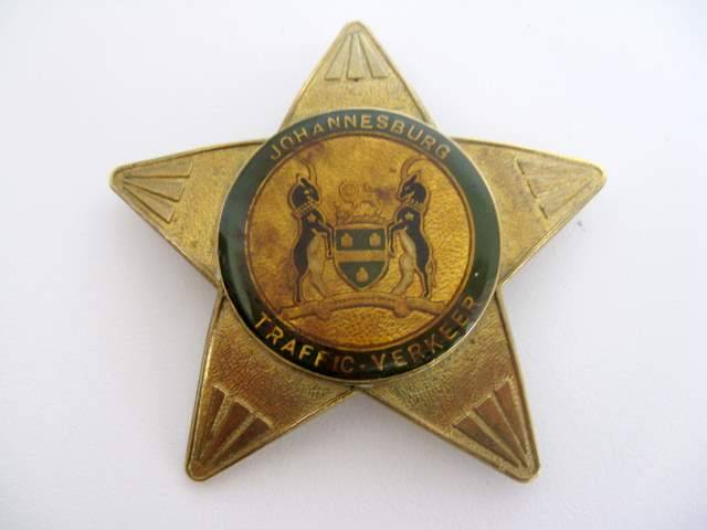 A JOHANNESBURG TRAFFIC DEPARTMENT BADGE.