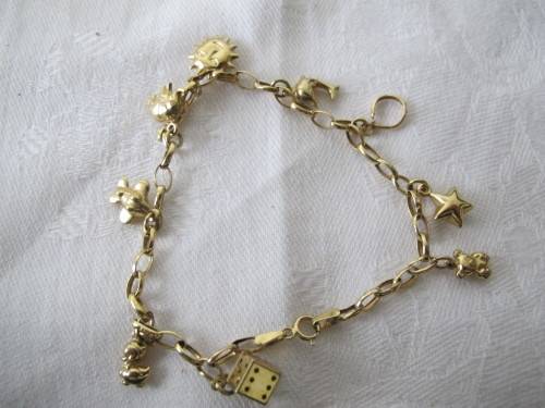 9ct yellow GOLD CHARM BRACELET