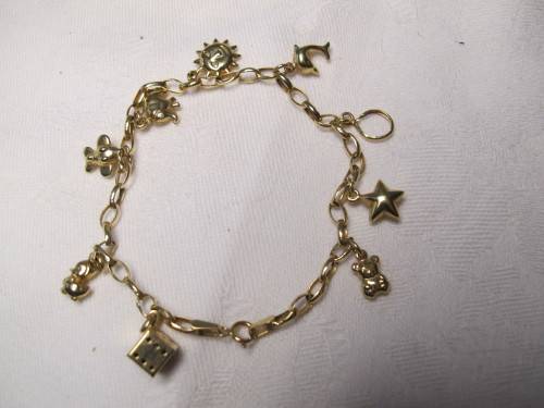 9ct yellow GOLD CHARM BRACELET