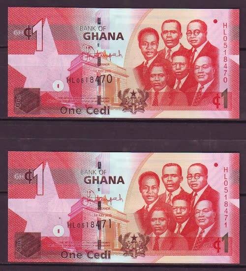 Ghana - 1 Cedis Notes in Sequence