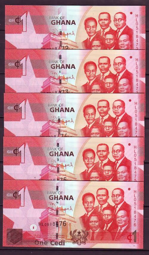 Ghana - 1 Cedis Notes in Sequence