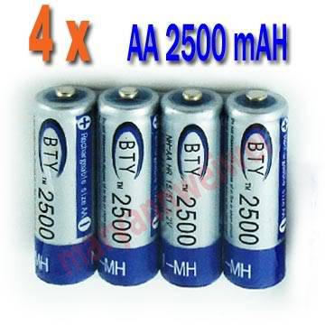 **SALE!!** 4 x Rechargeable AA 2500mAh 1.2V NI-MH NIMH Batteries Battery