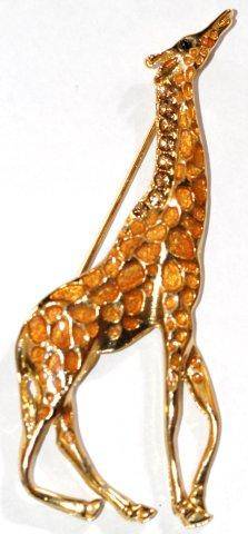 HUGE GIRAFFE BROOCH - ENAMELS & RHINESTONES
