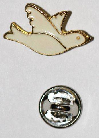 "PEACE" ENAMELLED DOVE LAPEL PIN