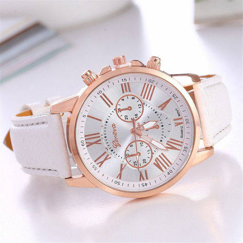 New Fashion Geneva Women Leather Band Stainless Steel Quartz Analog Watch**check shipping cost plz*