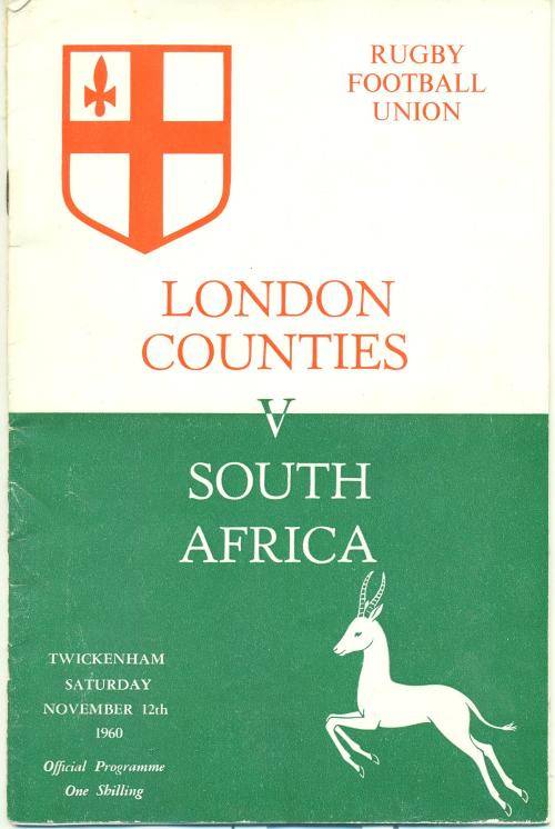 Programme London Counties vs Springboks 12-11-1960