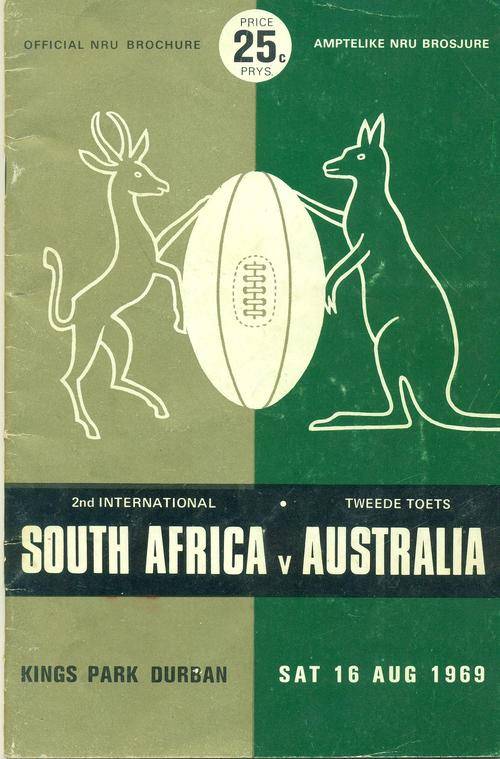 Programme Springboks vs Australia 16-8-1969