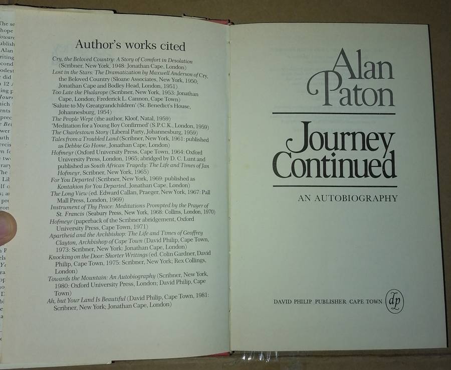 ALAN PATON  AUTOBIOGRAPHY & CRY THE BELOVED COUNTRY
