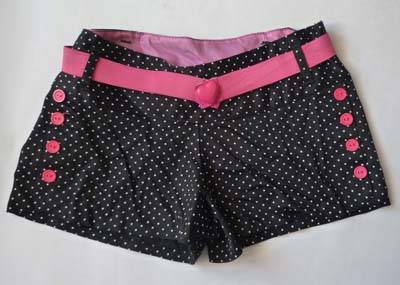 CUTE BLACK AND PINK POLKA-DOT SHORTS!!