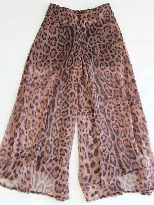 GORGEOUS SHEER WIDE-LEG ANIMAL PRINT PANTS!