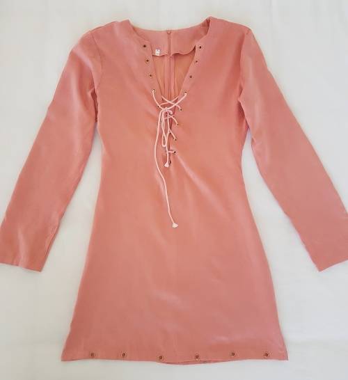 SALMON PINK SUEDE-FEEL DRESS!