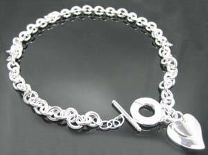 AMAZING 925 STERLING SILVER DOUBLE HEART TOGGLE CHAIN!!