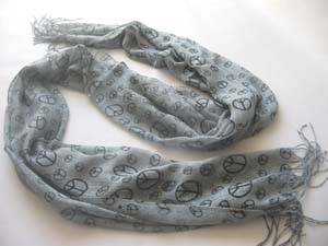 VERY FASHIONABLE GREY PEACE SIGN SCARF!!