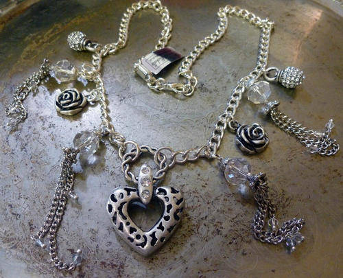 Lauren Michelle Collection Tasseled Heart Pendant Necklace
