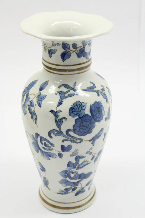Pretty Blue Flowered Vase