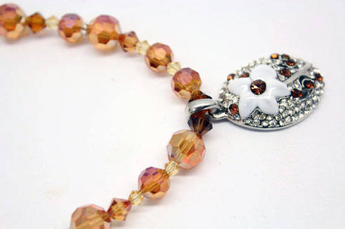 Lauren Michelle Collection Swarovski Necklace with Enamel Pendant