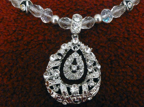 Lauren Michelle Collection Double Teardrop Diamante Pendant Necklace