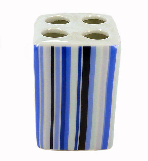 Bulk Striped Ceramic Toothbrush Holders - x 6