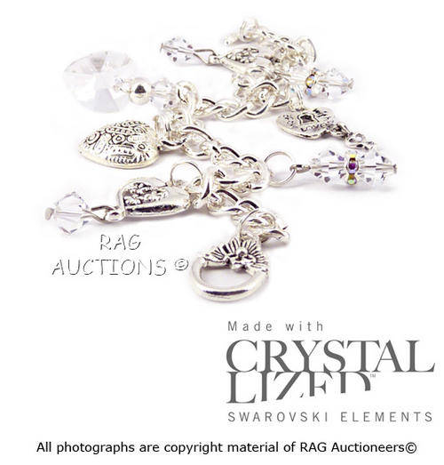 Swarovski Crystal Clear 14mm Heart Charm Bracelet