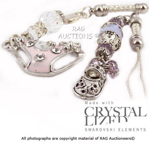 Swarovski Crystal Cell Phone Charms Set Of 2 From The Lauren Michelle Collection