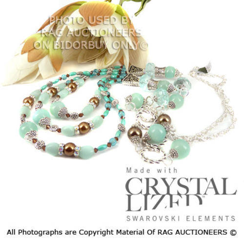 !!!R910!!! LAUREN MICHELLE Adventurine Layered Necklace&Calming Stretch Bracelet (AUTUMN COLLECTION)