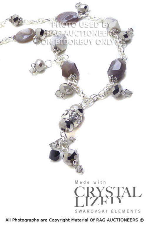 **R800** Classy Crystal and Stone Y-Shaped Necklace