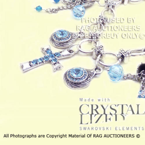 **R820** Stunning Dainty Genuine Swarovski Tasseled Charmed Cross Necklace