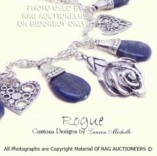 **R700** Stunning LAPIS LAZULI and Rose Pendant Necklace