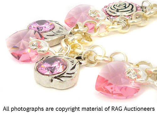 **R480** Lauren Michelle Collection Swarovski Heart Charmed Bracelet