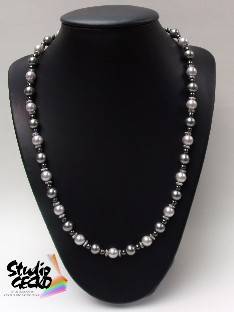 ELEGANT Pearl, Swarovski crystal & Unakite (N) Necklace designed by: Cooper & Lombard Jewellery