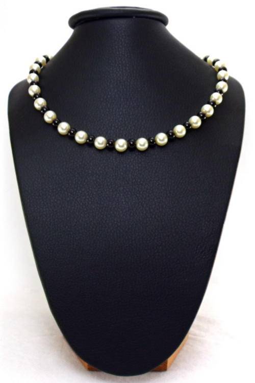 40cm Black and Oyster colour Swarovski Glass Pearl Necklace by Cooper & Lombard Jewelry
