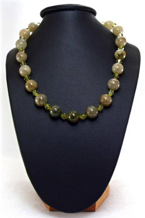 44cm Natural Grade A+ Ryolite and Crystal Necklace by Cooper & Lombard Jewelry