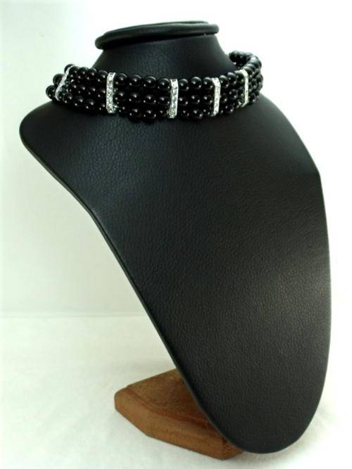 37cm Black Pearl and Diam-ante Choker Necklace by Cooper & Lombard Jewelry