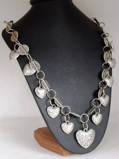 63cm Silver Ethnic Chain Necklace with multipal Heart's by Cooper & Lombard Jewelry