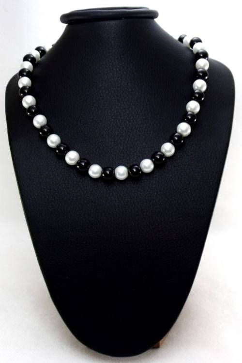 43cm - 10mm White and Black Pearl Necklace by Cooper and Lombard Jewellry