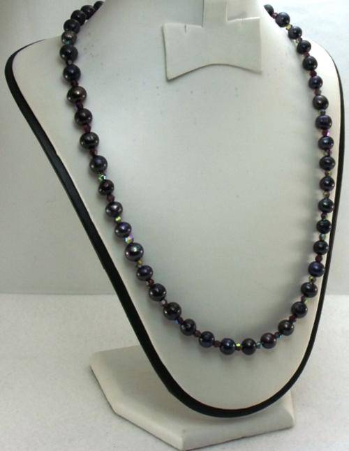 Long Strand: Black Freshwater Pearl & Swarovski-Crystal Necklace by Cooper and Lombard Jewelry