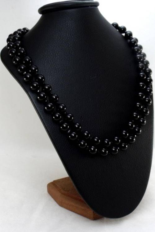 Double Strand Jet Black Pearl & Crystal Necklace by Cooper and Lombard Jewelry