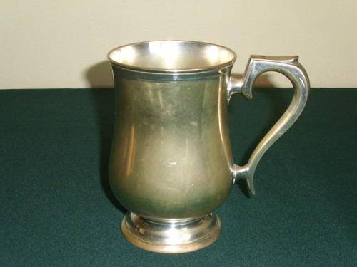 A SILVER PLATED EPNS PEDESTAL MUG WITH LOVELY HANDLE## MARKED SOLDER EPNS