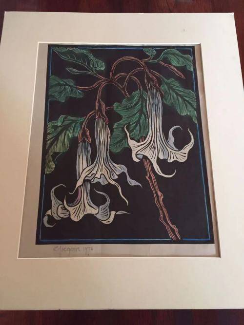 GREGOIRE BOONZAIER, ANGELS TRUMPET LINOCUT