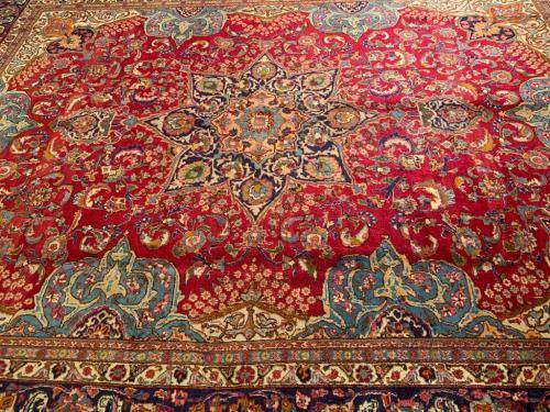 VINTAGE HANDWOVEN PERSIAN RUG [ ISHFAHAN ] 4M00cm x3M03cm