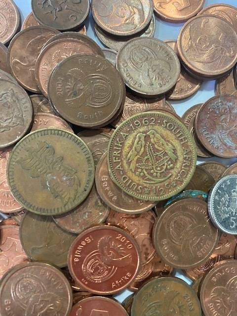 Coin Lot: More than 95 coins. Mostly RSA incl 1962 JVR and a few international coins: Many UNC